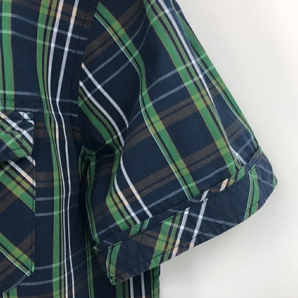 Phat Farm men’s blue green plaid short sleeve shirt Xxl